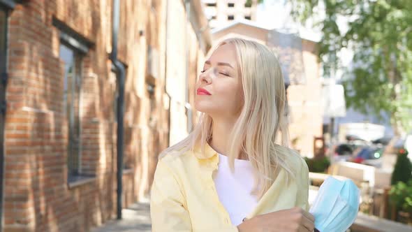 Beautiful Blonde Woman Feel Free and Healthy After Coronavirus Quarantine.