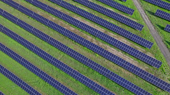Ecology Solar Power Station Panels in the Fields Green Energy