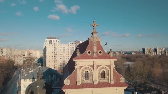 Aerial View Saint Josaphat Church Ukrainian Catholic Cathedral. Lviv, Ukraine