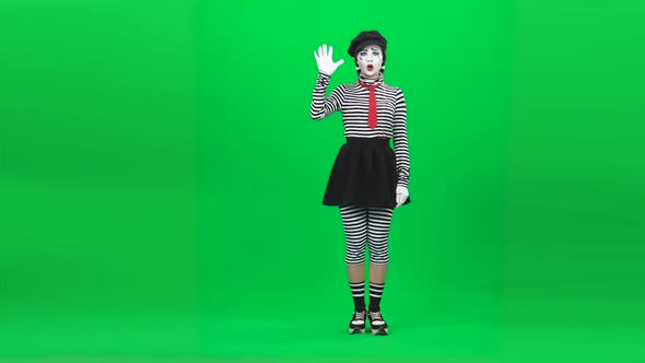 Mime Girl Saying No, Looking Sad