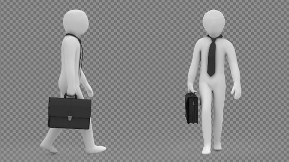 3d Man Walking With Suitcase