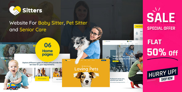 Sitters - Baby Sitter, Pet Sitter and Senior Care HTML5 Template