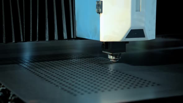 Machine for Laser Cutting of Metal Makes the Cutting of a Metal Sheet.
