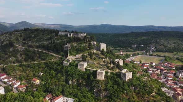 Castle In Stolac Bosnia And Herzegovina Medieval Fort At Top Of The Hill 4K