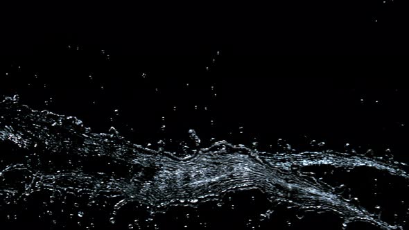 Super Slow Motion Shot of Twisting Water Splash at 1000Fps Isolated on Black Background