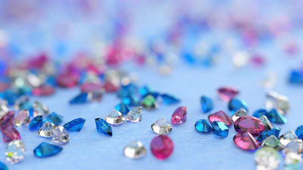 Blue, Pink And Colorless Topaz