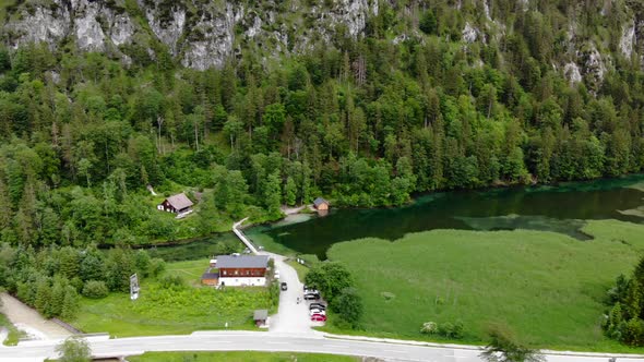 Beautiful Landscape with Mountains, forest and an River