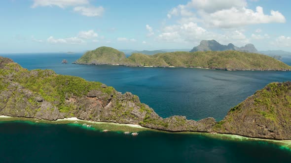 Tropical Seawater Lagoon and Beach Philippines El Nido