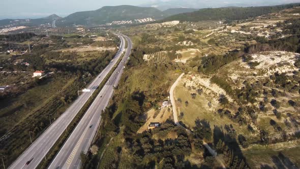 Overhead Aerial View of Highway