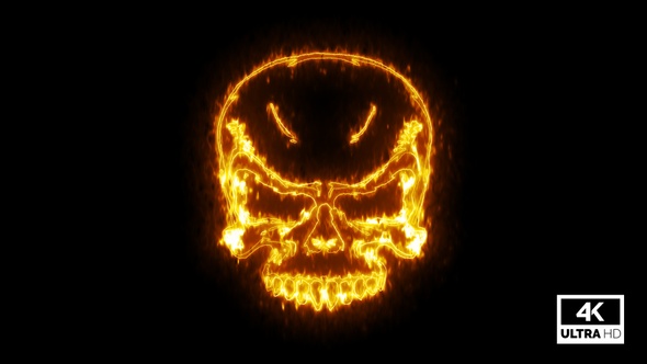 Fire Burning Skull With Crossbone V4