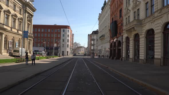 Empty streets of the city of Brno during Coronavirus disease 2019 (Covid-19) in the Czech Republic.