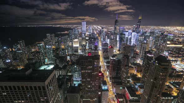 Night timelapse of Chicago from above