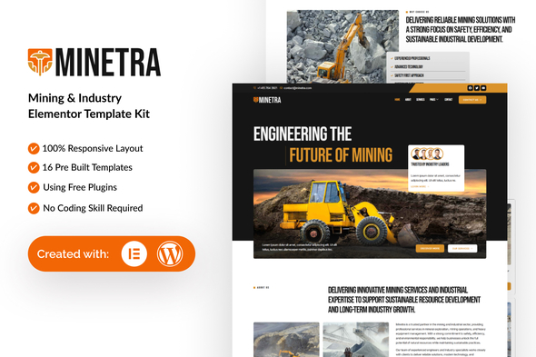 Minetra - Mining & Industry Elementor Template Kit