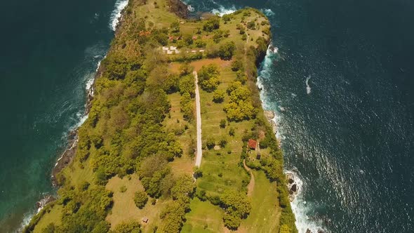 Seascape Cliffs, Sea and Waves at Bali, Indonesia