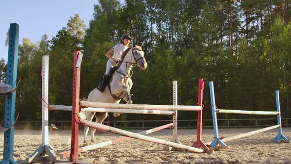 Show Jumping in Nature, Slow Motion 