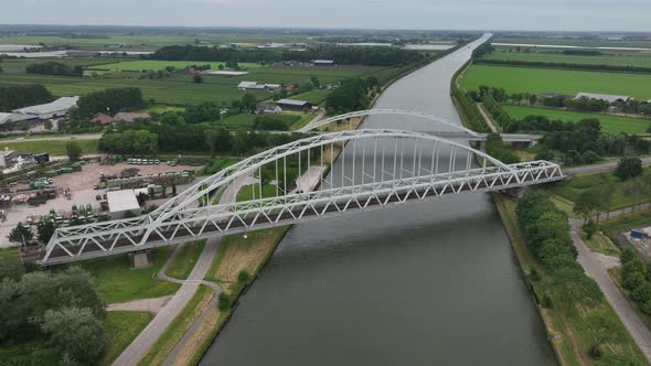 Dutch Railroad Metal and Concrete Suspension Bridge Infrastructure