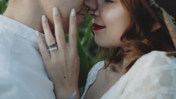 Loving Couple in the Corn Field