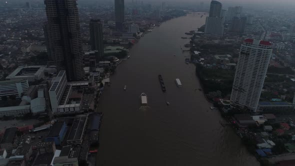 4k Aerial city view of Bangkok dowtnown, Flying over Bangkok, Thailand.