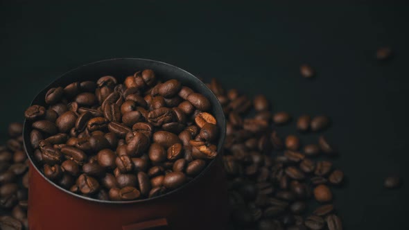 Coffee Beans in a Cezve Rotate Slowly