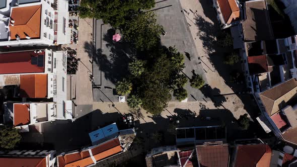 Albufeira cinematic drone aerial view.