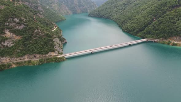 Automobile Bridge Across Lake Piva