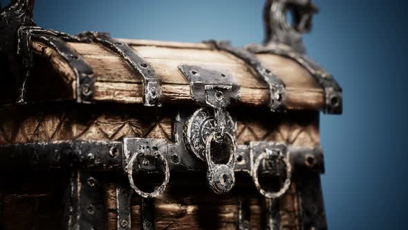 Closed Wooden Treasure Chest with Metal Clasp