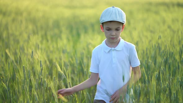 Little Asian Girl Walking on the Green Field with Their Parents Holding Hands Slow Motion