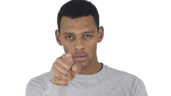 Portrait of AfroAmerican Man Pointing at Camera in Office