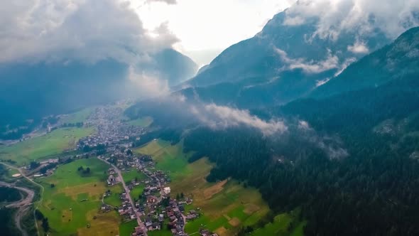 Sappada Italy North-Eastern Corner of the Dolomites Alps. Aerial FPV Drone Flights