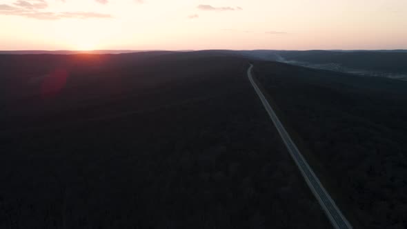 Aerial Top Down  View of Cars Driving on Asphalt Road