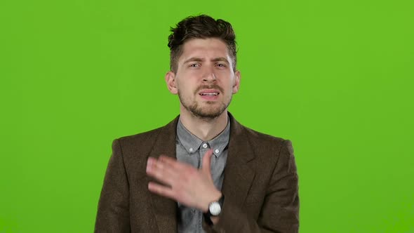 Guy Flirts with the Girl, Builds Her Eyes and Smiles, Green Screen, Slow Motion