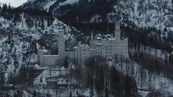 Neuschwanstein Castle in Winter Day. Bavarian Alps, Germany