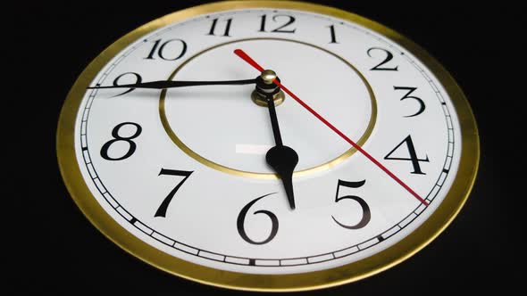 Timelapse of Rotating Clock Hands on a White Round Vintage Dial