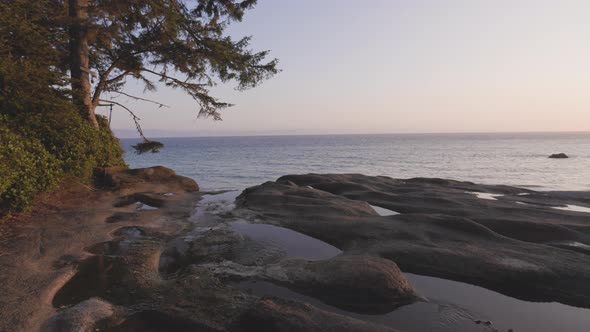 Unique Rock Formation at Sandcut Beach on the West Coast of Pacific Ocean