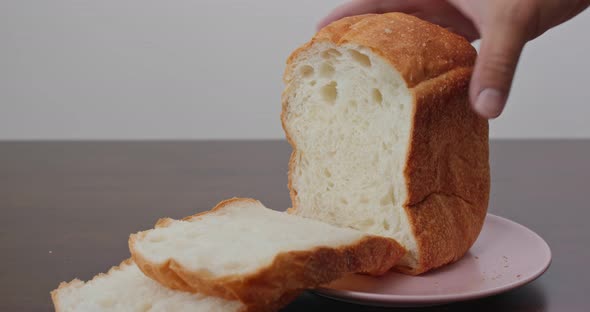 Cut white baked homemade white bread