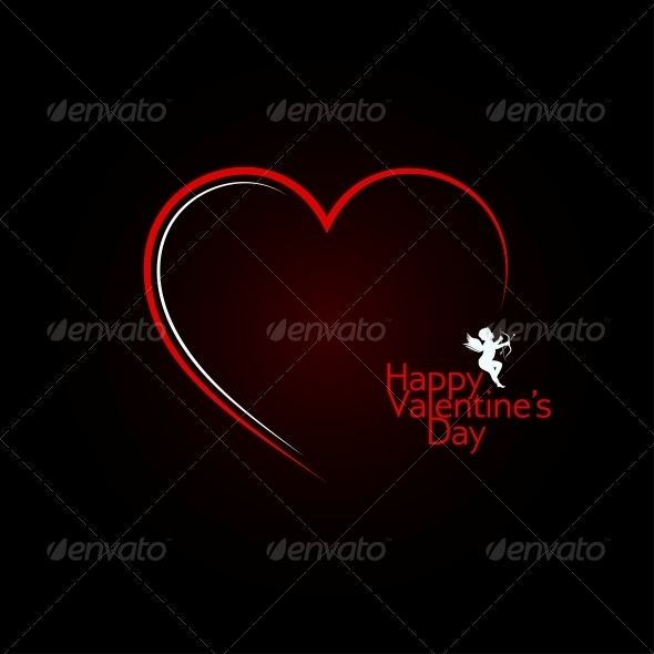Valentines Day Red Heart Angel Background