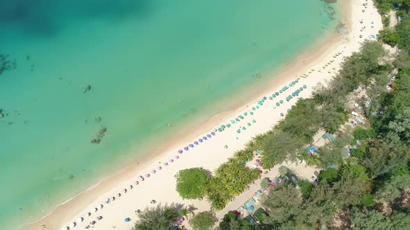 Amazing beautiful beach Aerial view of Tropical beach sea in the beautiful Phuket island