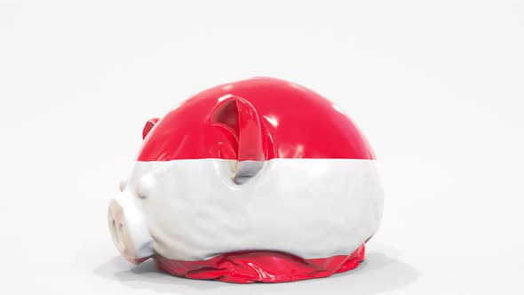 Deflating Inflatable Piggy Bank with Flag of Austria