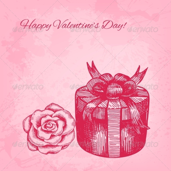Artistic Vector Valentine Background with Ink Style