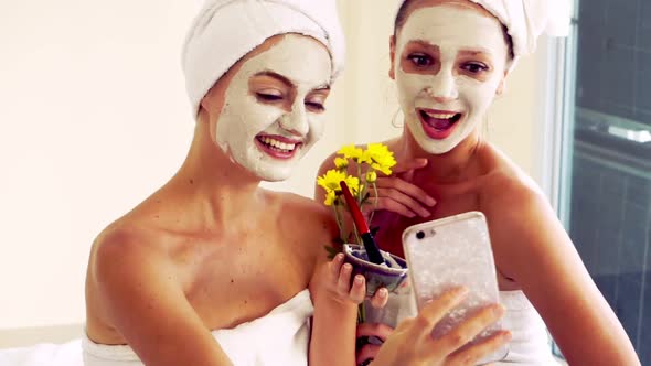 Beautiful Woman Having a Facial Treatment at Spa