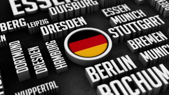 Germany Cities Word Cloud Collage In 3D