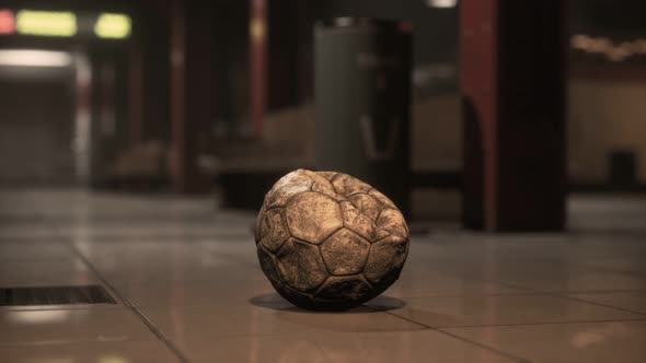 Old Soccer Ball in Empty Subway