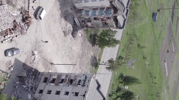 Vertical Video of a Warbombed Man in Ukraine