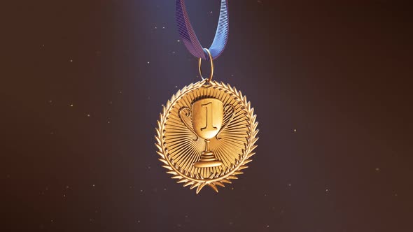 Gold medal for the winner. First prize. Shiny award. Symbol of success. Victory.