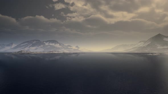 Mountains Covered with Ice in Antarctic Landscape alt