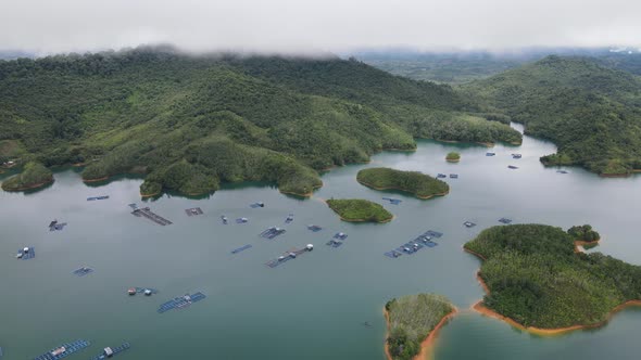 Aerial View of Fish Farms in Norway