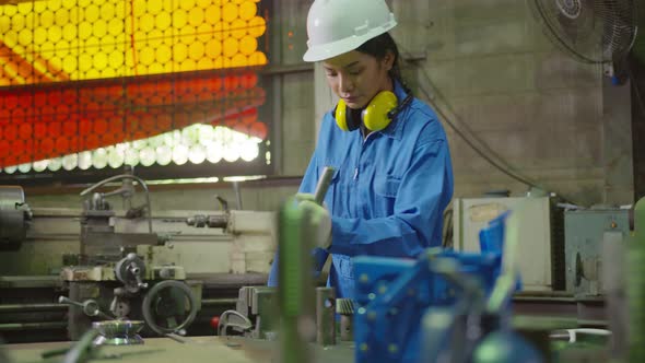 asian female Professional engineering wearing uniform and safety goggles