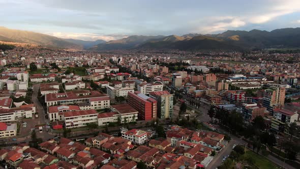 Skyline Of Cusco Peru During Daytime - aerial drone shot