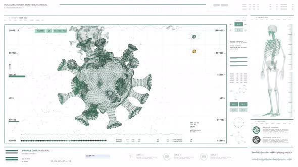 Modern medical scanner ui is investigating the bacteria cells of corona-virus