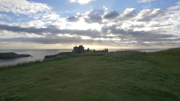 The Dunnottar Castle seen in the distance